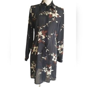 Floral Black Sheer Dress